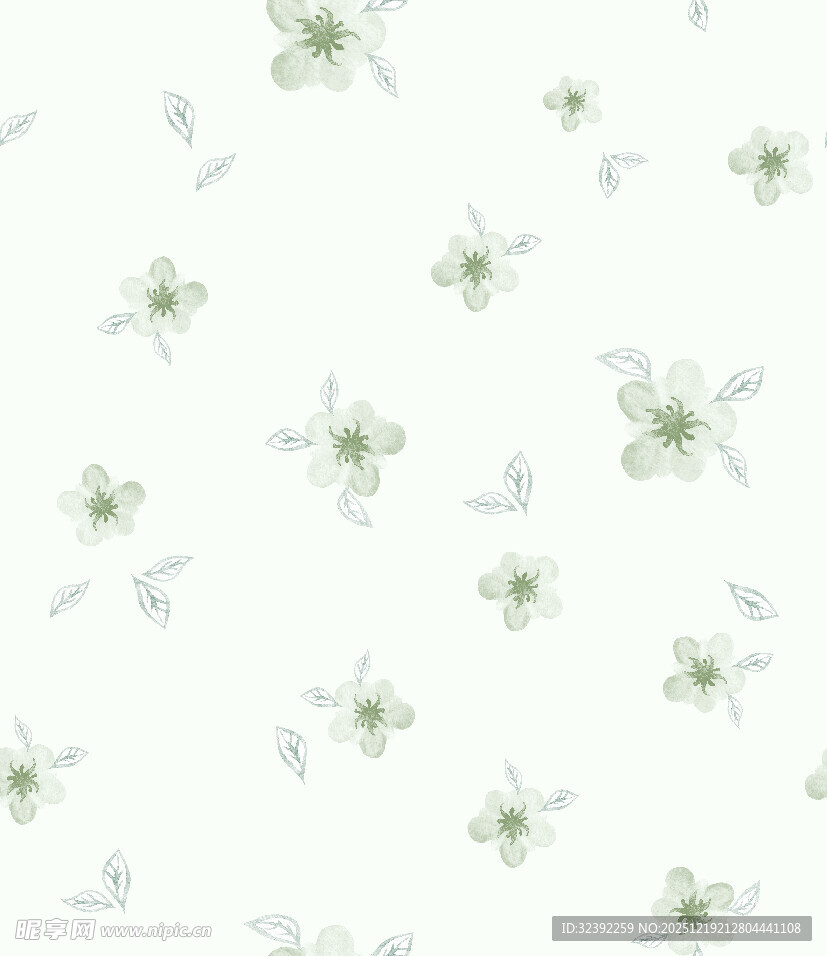 清新小白花无缝图案背景