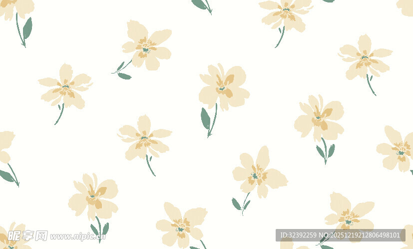 淡黄色小花无缝图案背景