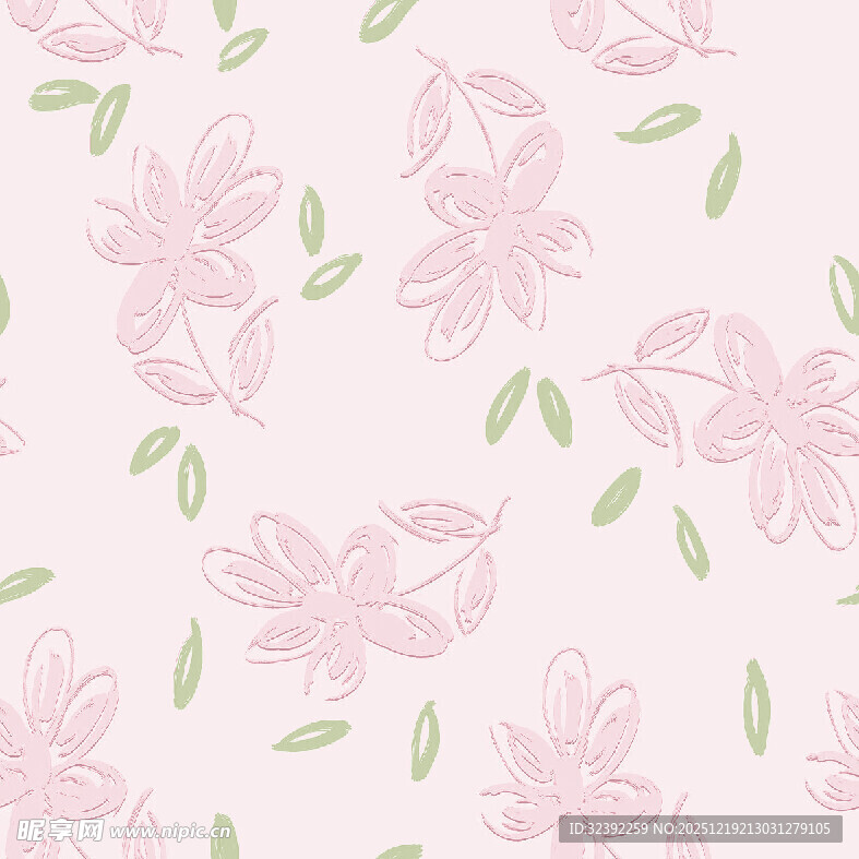 粉色花卉绿叶图案背景