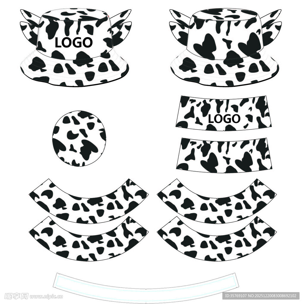 奶牛渔夫帽服饰图案设计