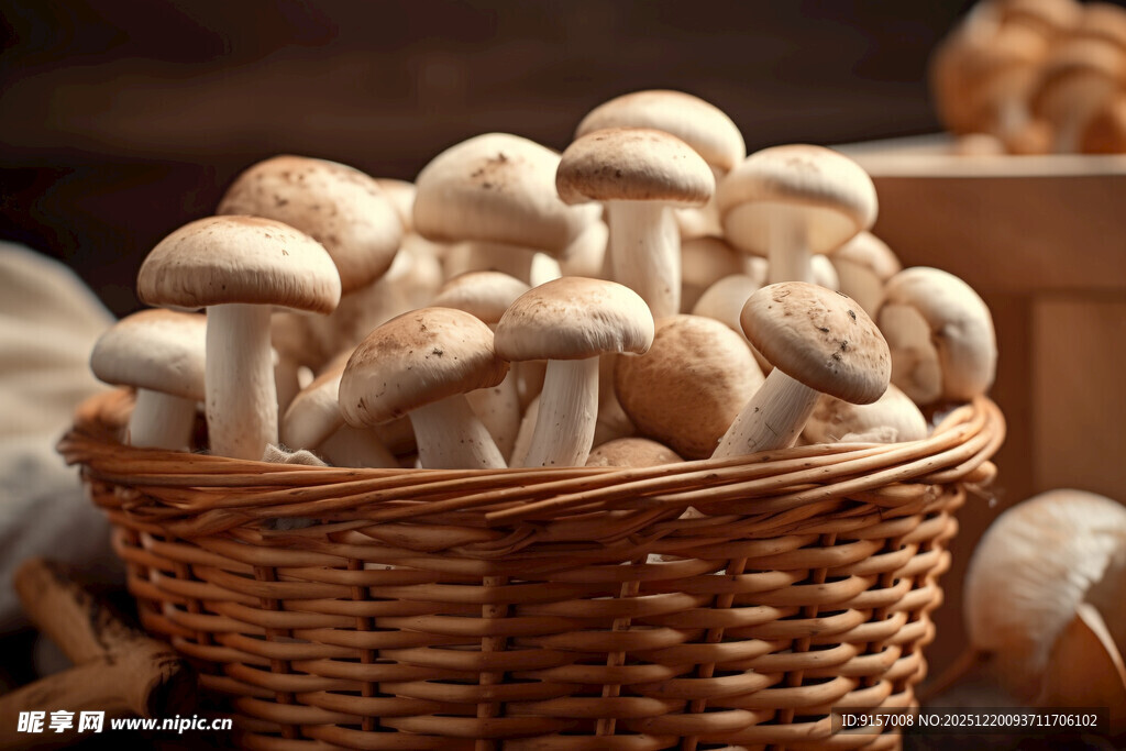 篮子里的新鲜蘑菇