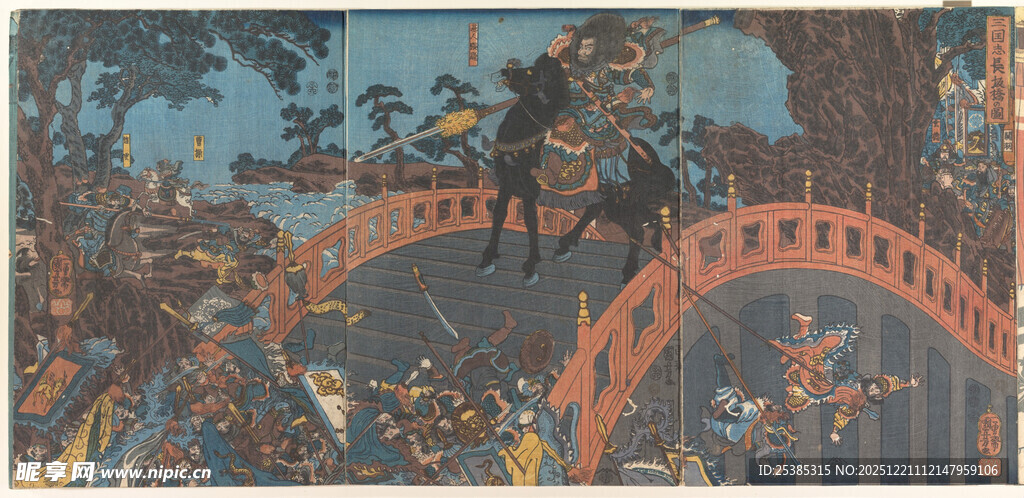 日式浮世绘风格桥边场景