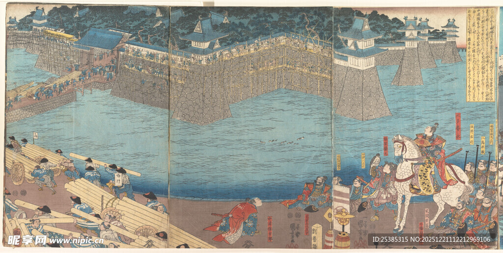 古代城市河畔热闹场景