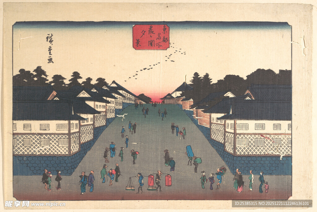 日本传统场景中的热闹街道