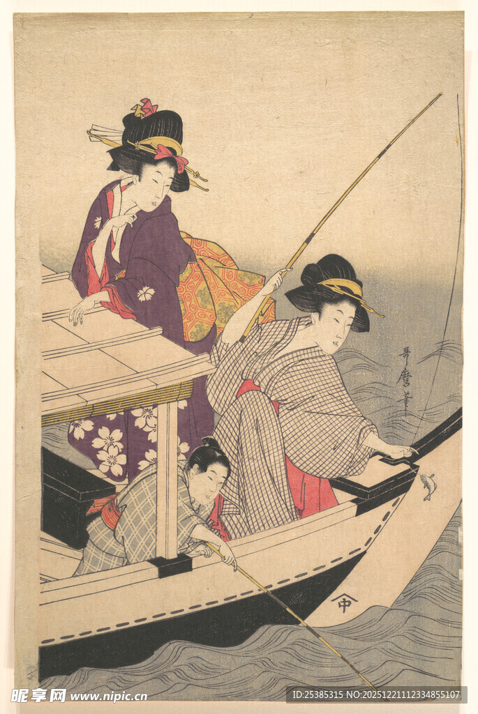 日本传统服饰乘船场景