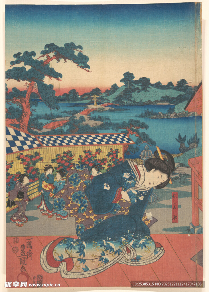 日本传统浮世绘人物场景