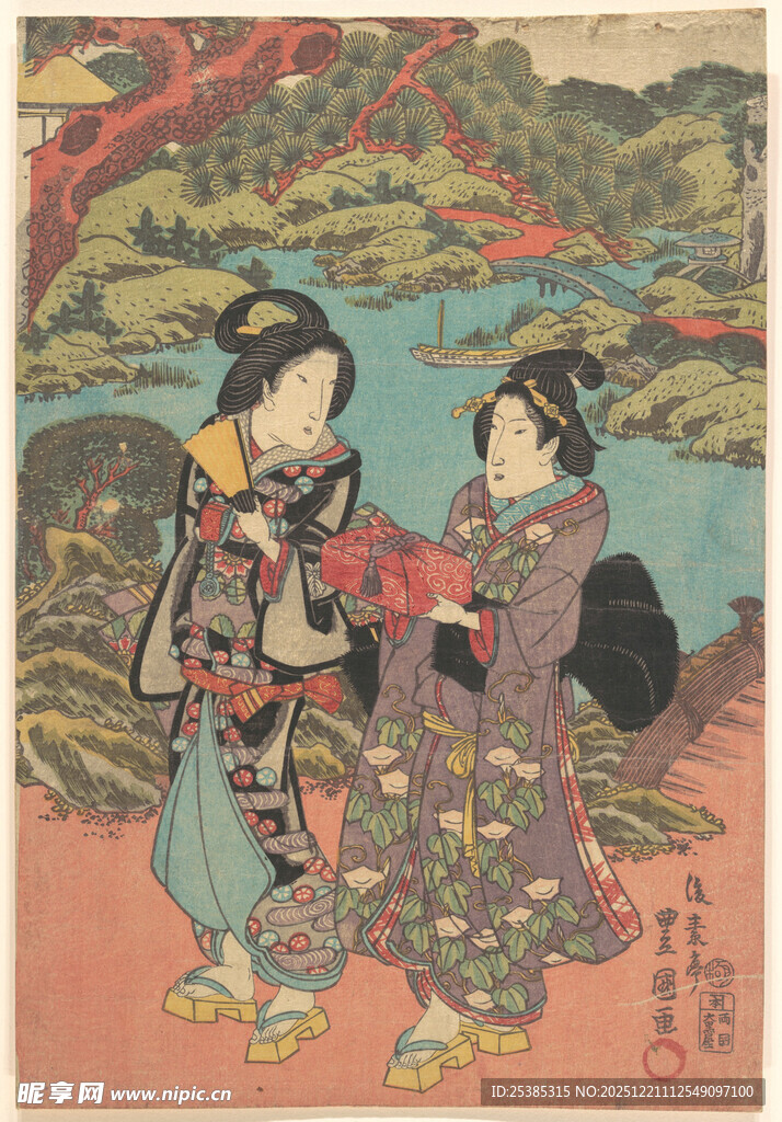 日本传统服饰女子互动场景