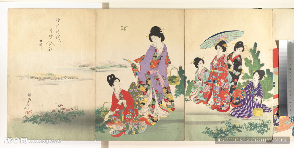 日本传统服饰人物场景图