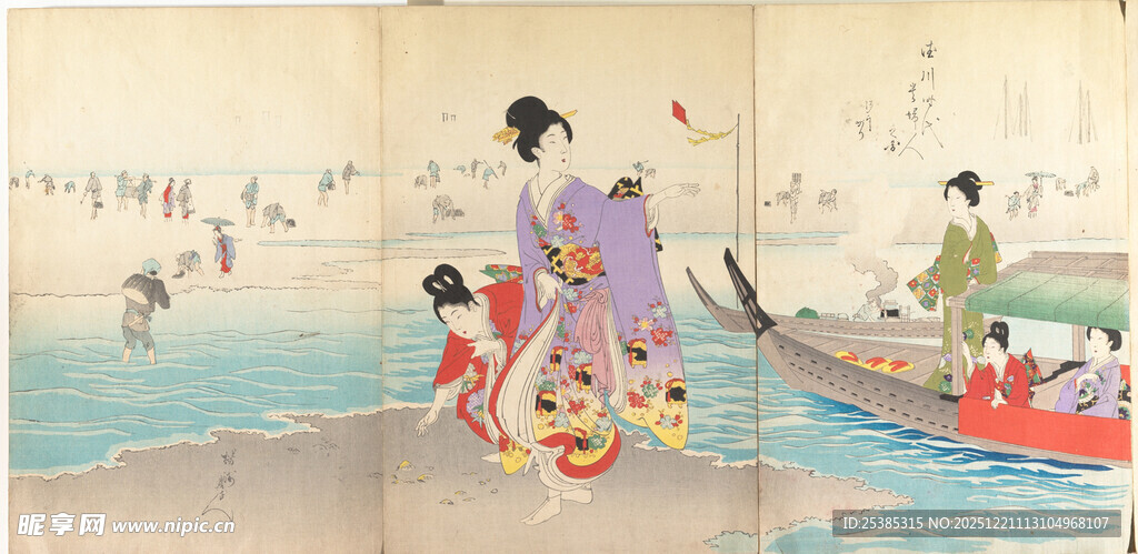 古代女子庭院嬉戏场景