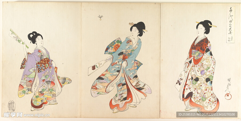 日本传统和服女子绘画