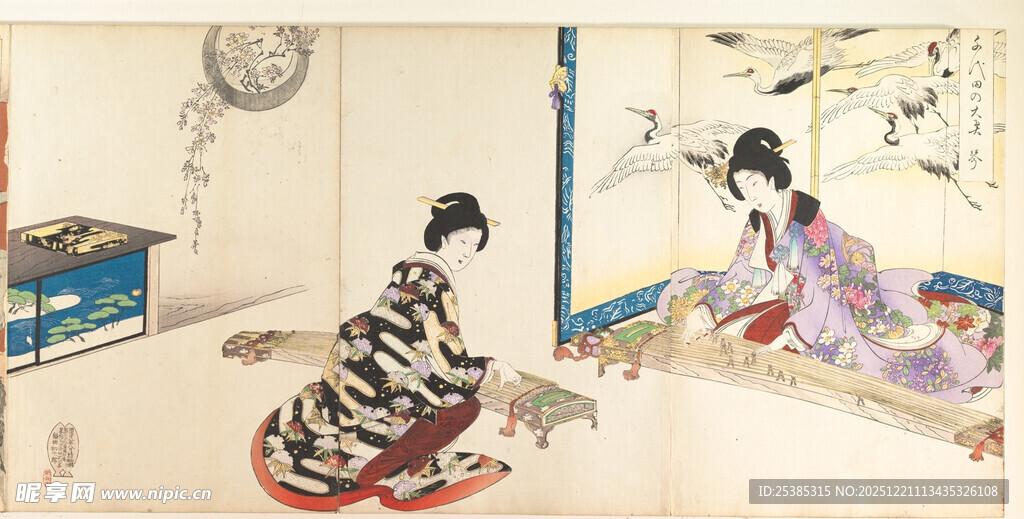 日式室内场景中的和服女子