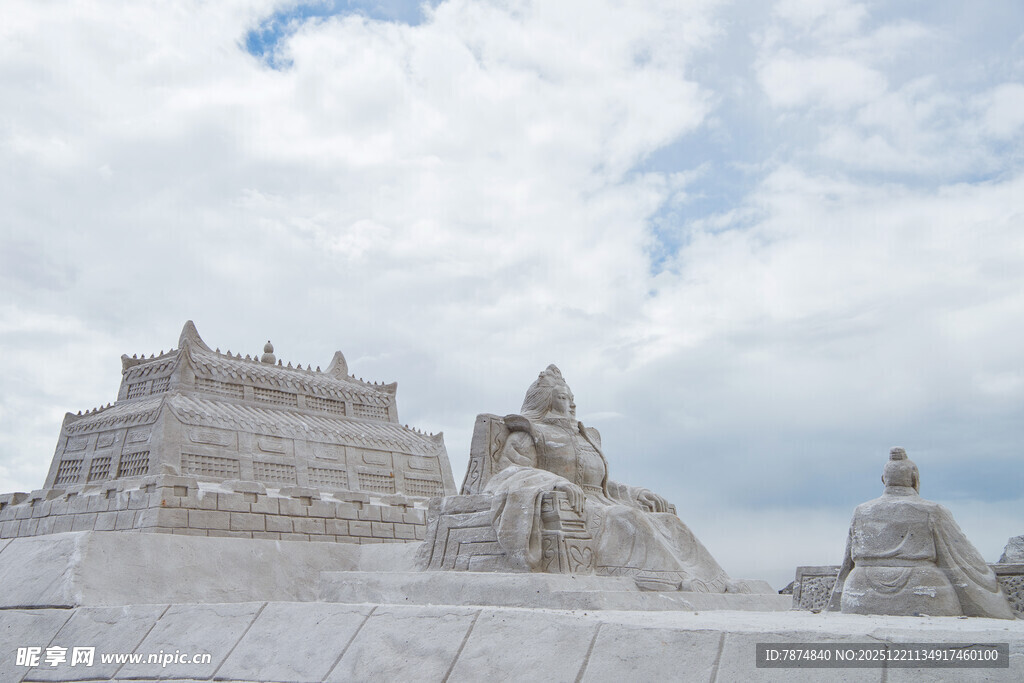 壮观白色城堡建筑景观