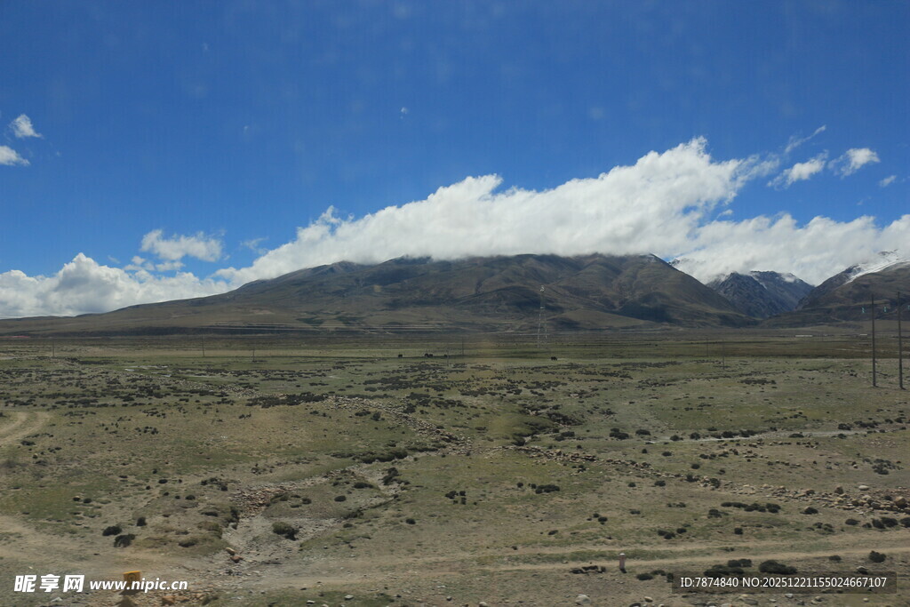 广袤荒原与远处雪山景观