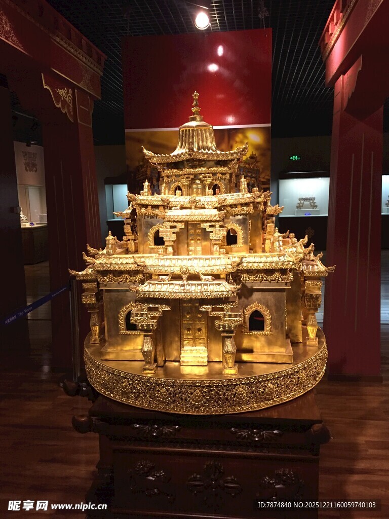 精美古式木雕楼阁模型