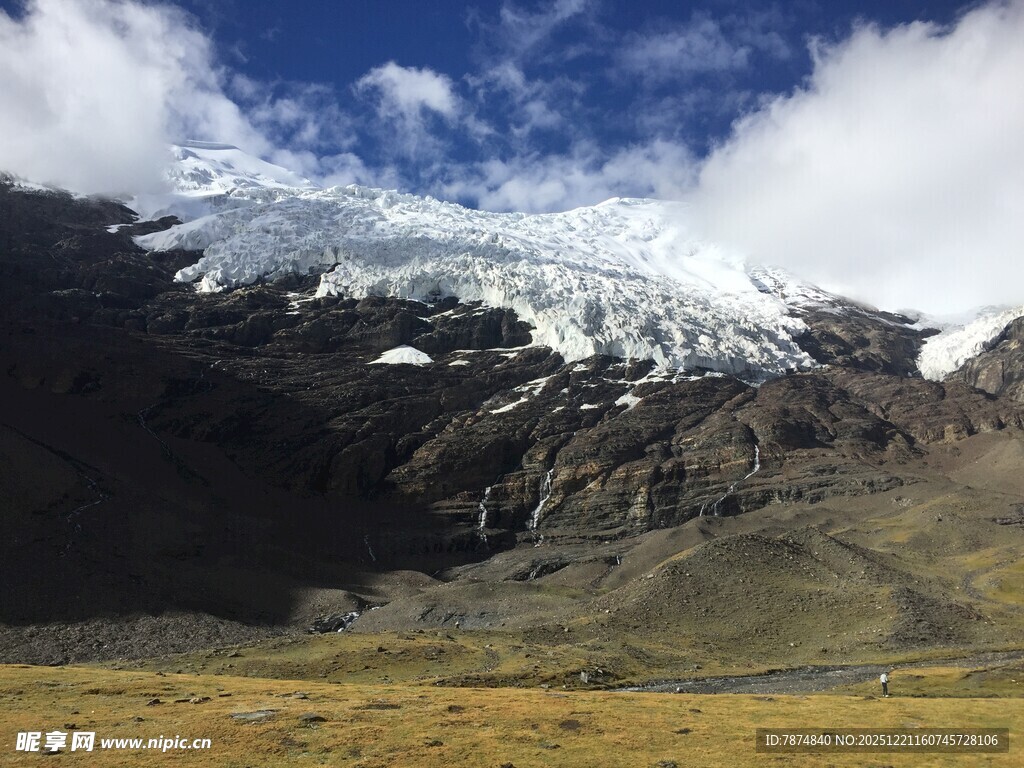 壮丽雪山下的开阔原野