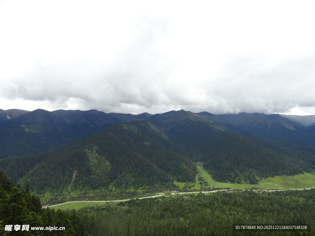 山间绿野云雾缭绕美景