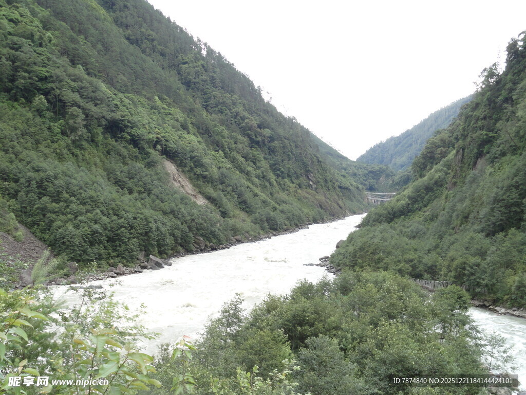 山间河流 绿意盎然的峡谷