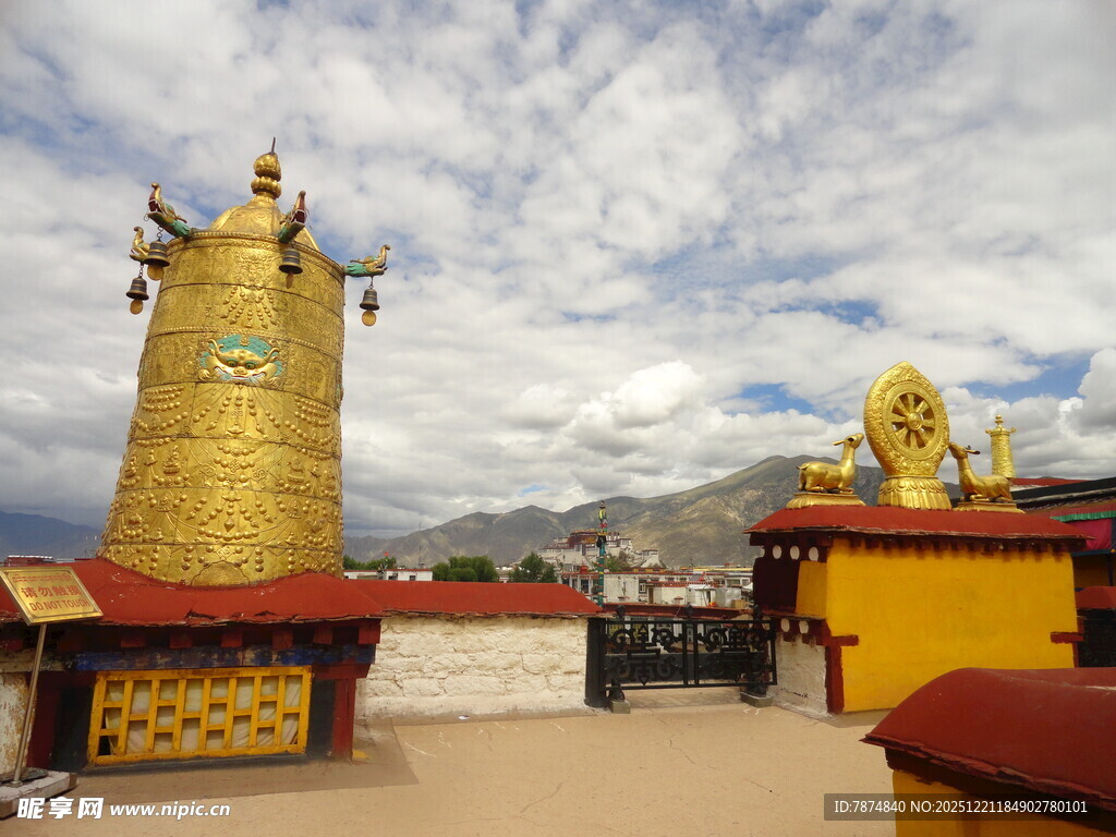 藏区金顶建筑景观