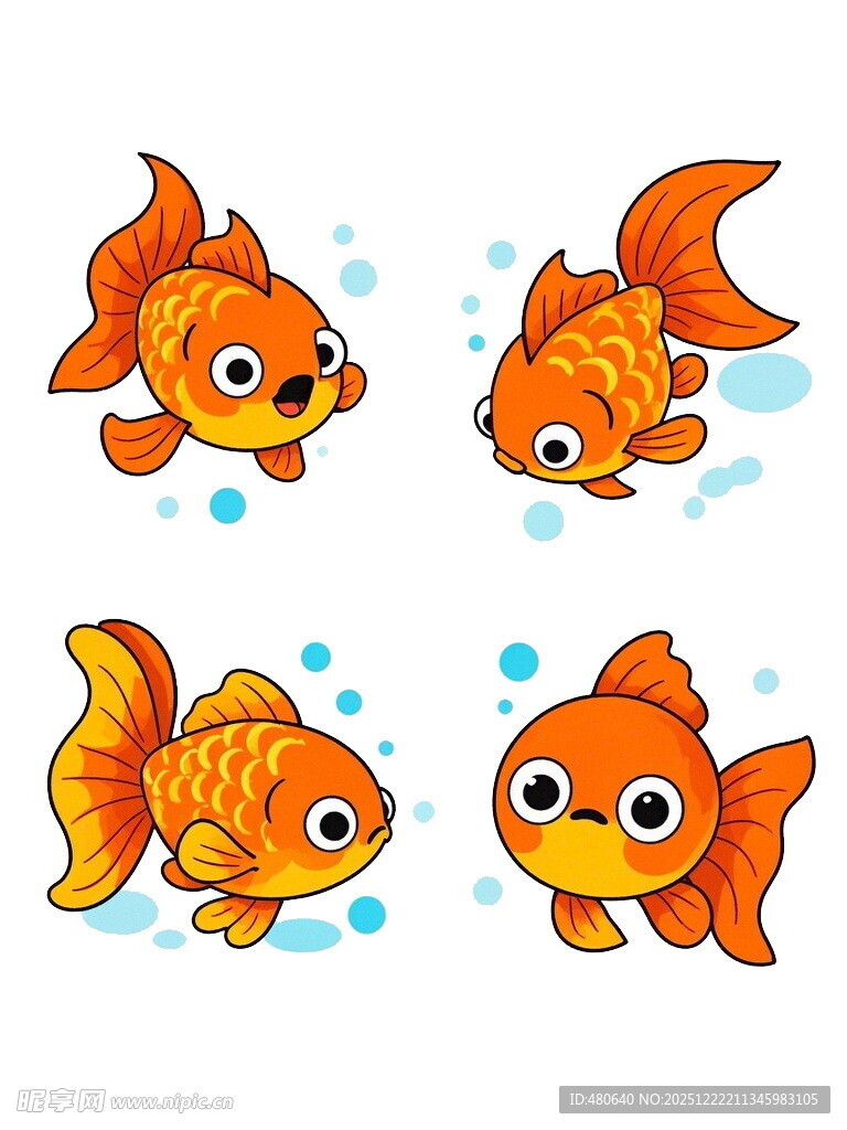 可爱卡通金鱼四连拍