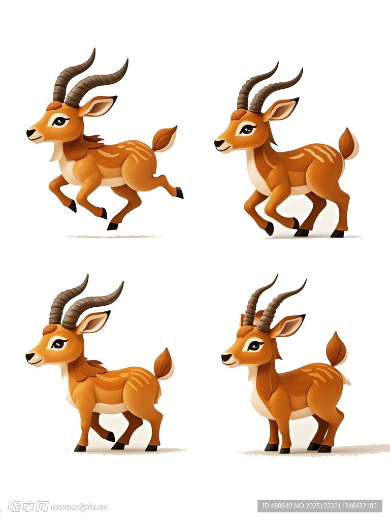 奔跑的羚羊动态插画