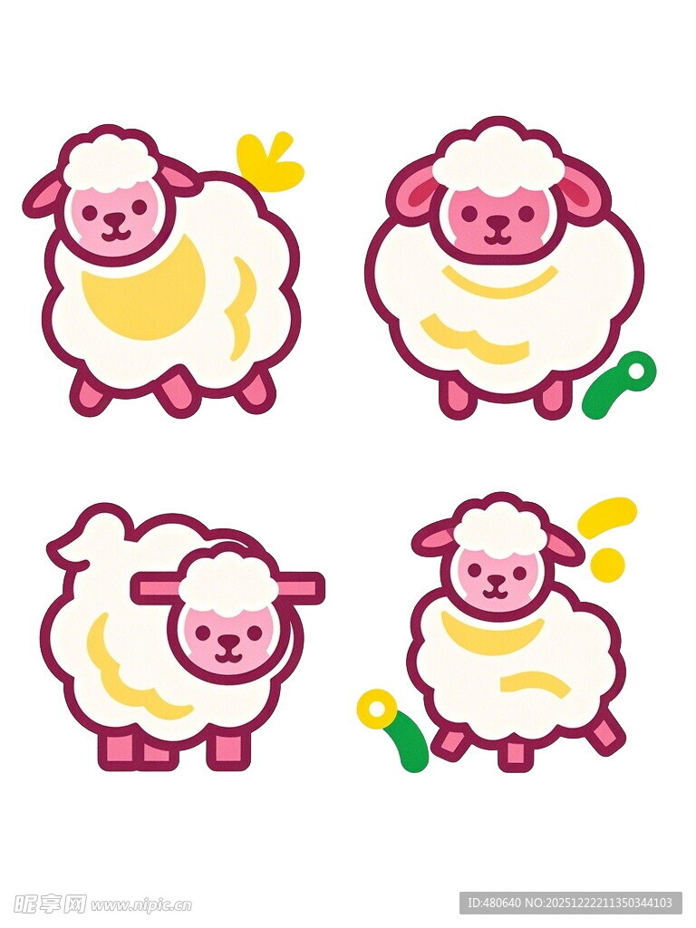 可爱绵羊卡通图案集合