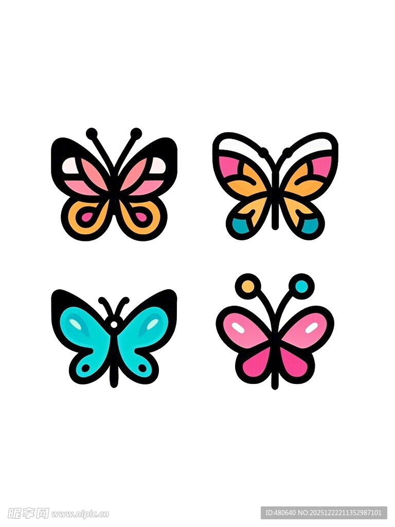 多彩蝴蝶图案设计元素