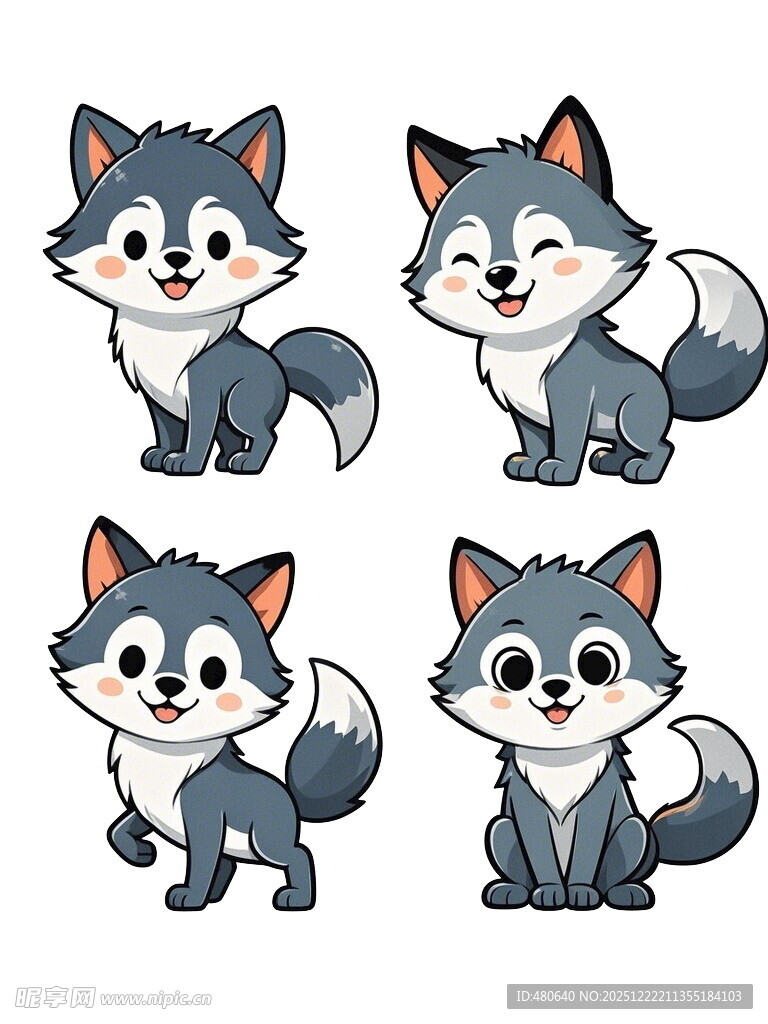 可爱小狼卡通形象集合