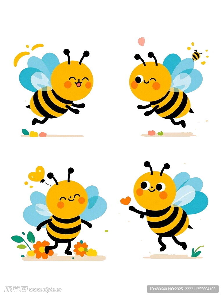 可爱蜜蜂卡通形象集合
