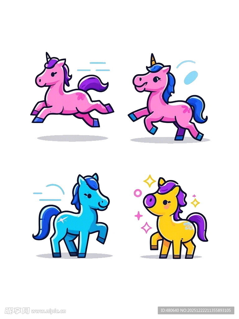 可爱独角兽卡通形象集合