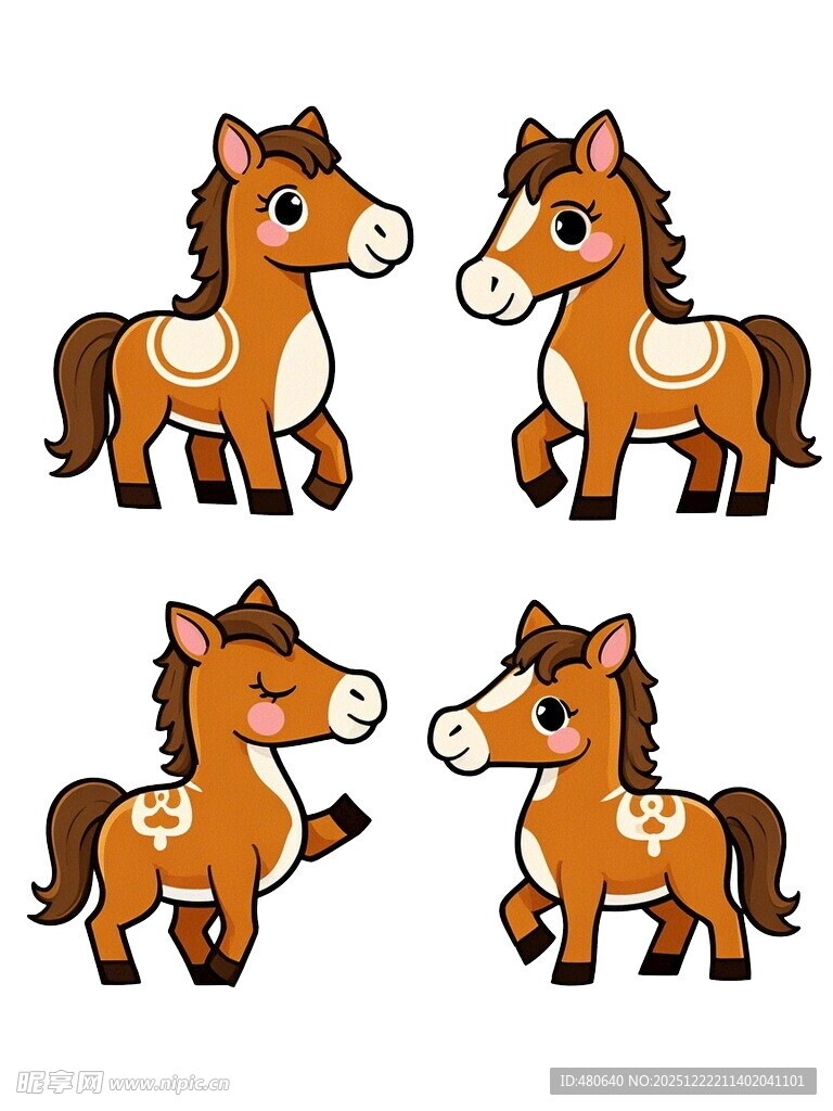 可爱小马卡通形象展示