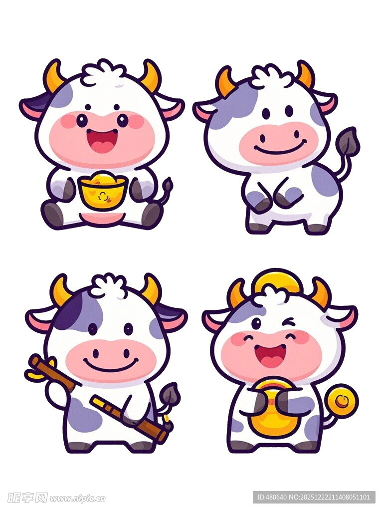 可爱卡通小牛形象集合