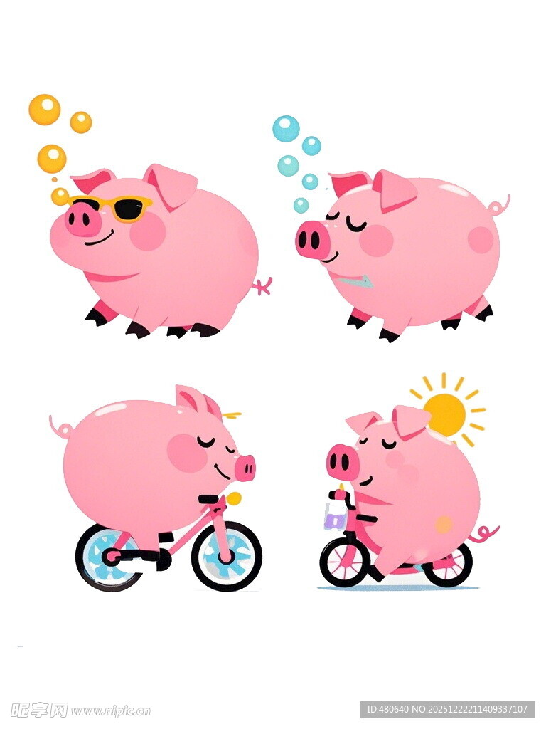可爱小猪骑车欢乐瞬间