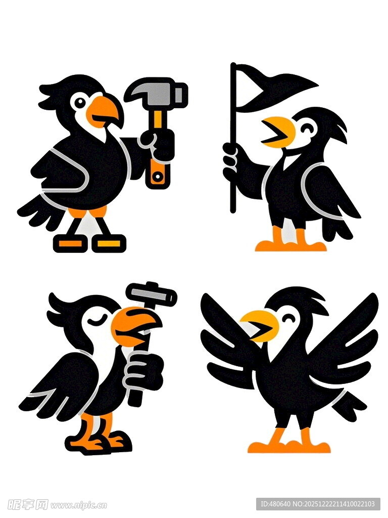 啄木鸟工作形象插画