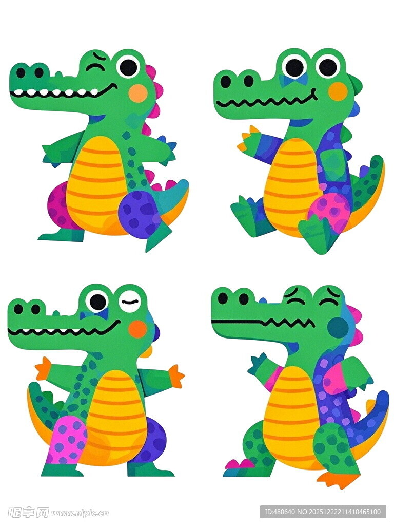可爱卡通鳄鱼形象集合