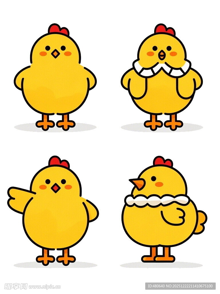 可爱小黄鸡卡通形象集合