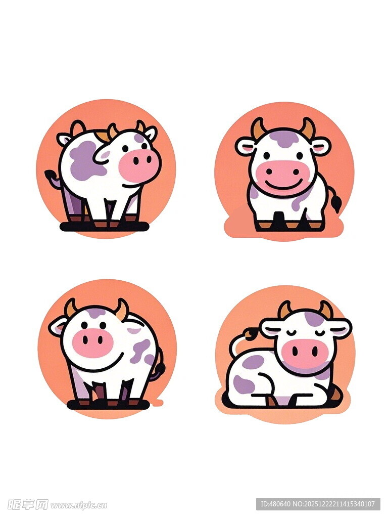 可爱卡通小牛形象集合