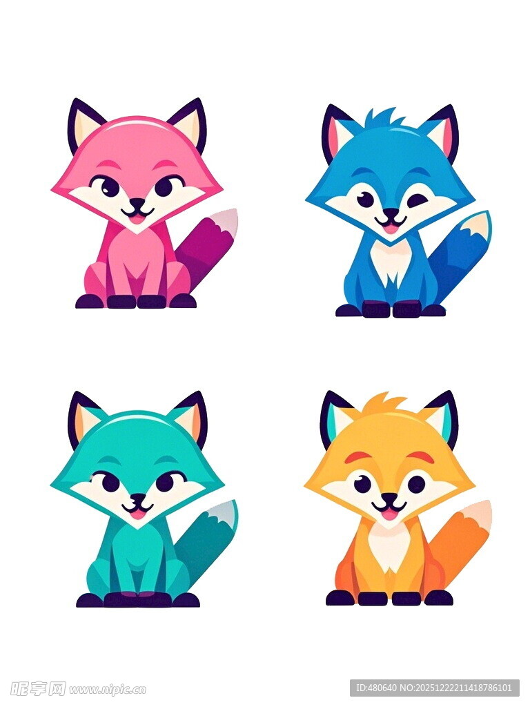 多彩卡通狐狸形象集合