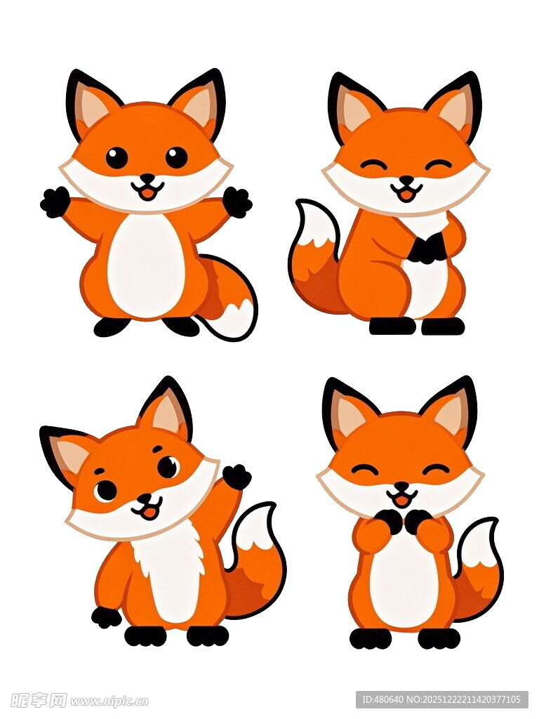 可爱小狐狸的多样姿态