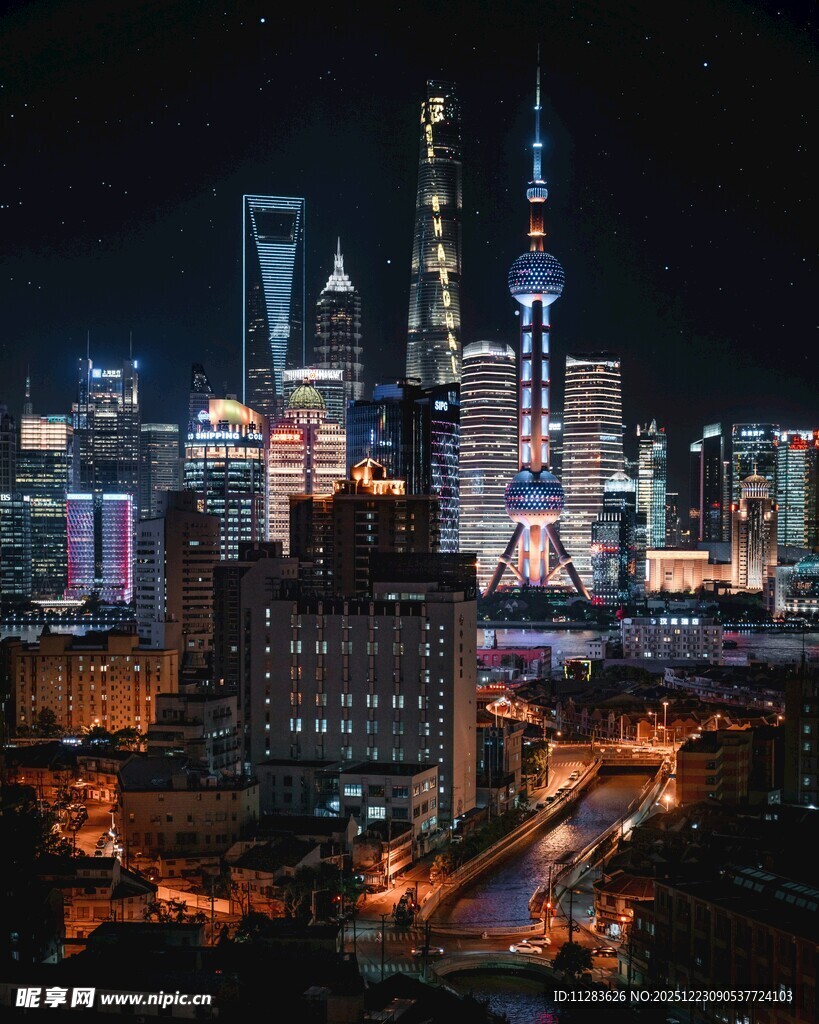 纽约璀璨夜景城市天际线