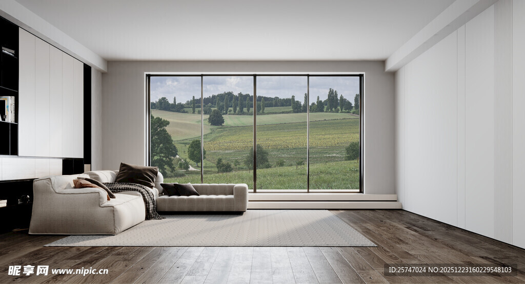 现代简约风客厅大窗景观