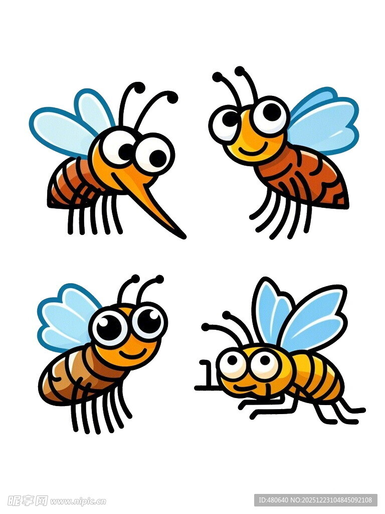 可爱卡通蜜蜂形象集合