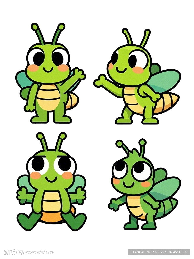 可爱绿昆虫卡通形象