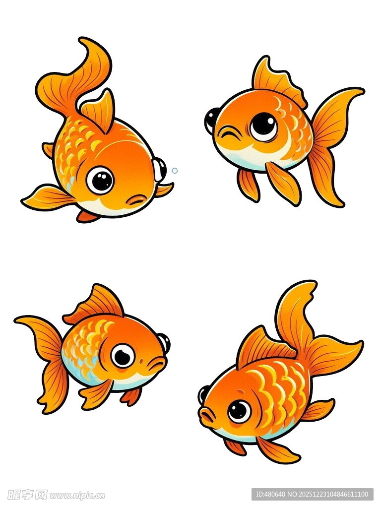 可爱卡通金鱼四连拍