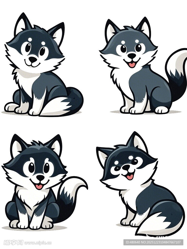 可爱哈士奇卡通形象集合