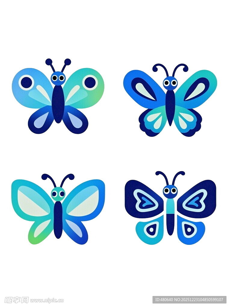 多彩蝴蝶图案设计元素