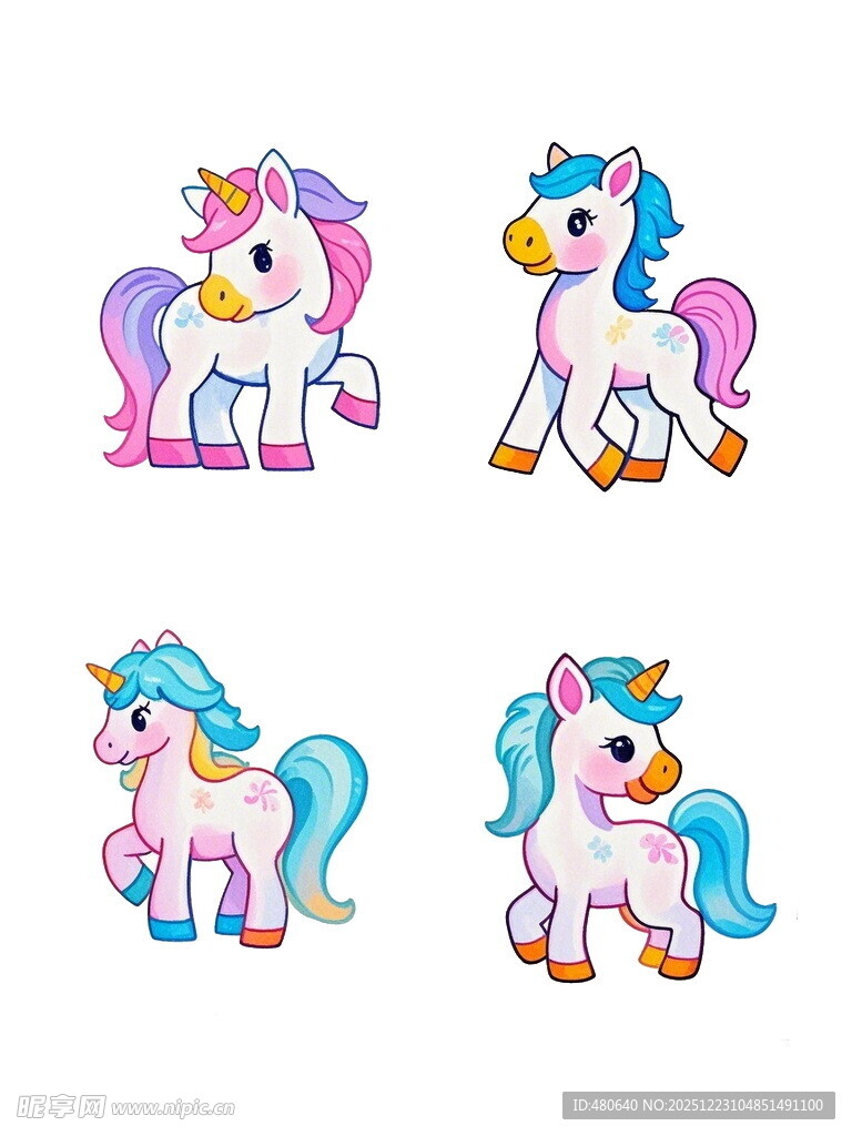 可爱独角兽卡通形象集合