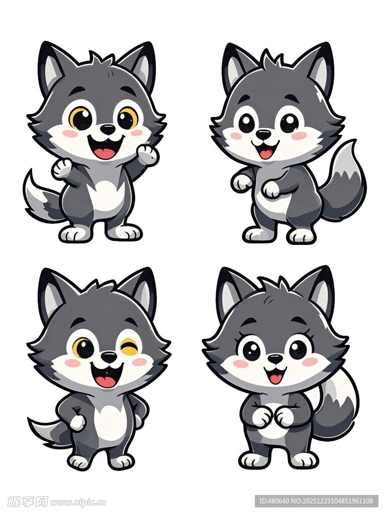 可爱小狼卡通形象集合