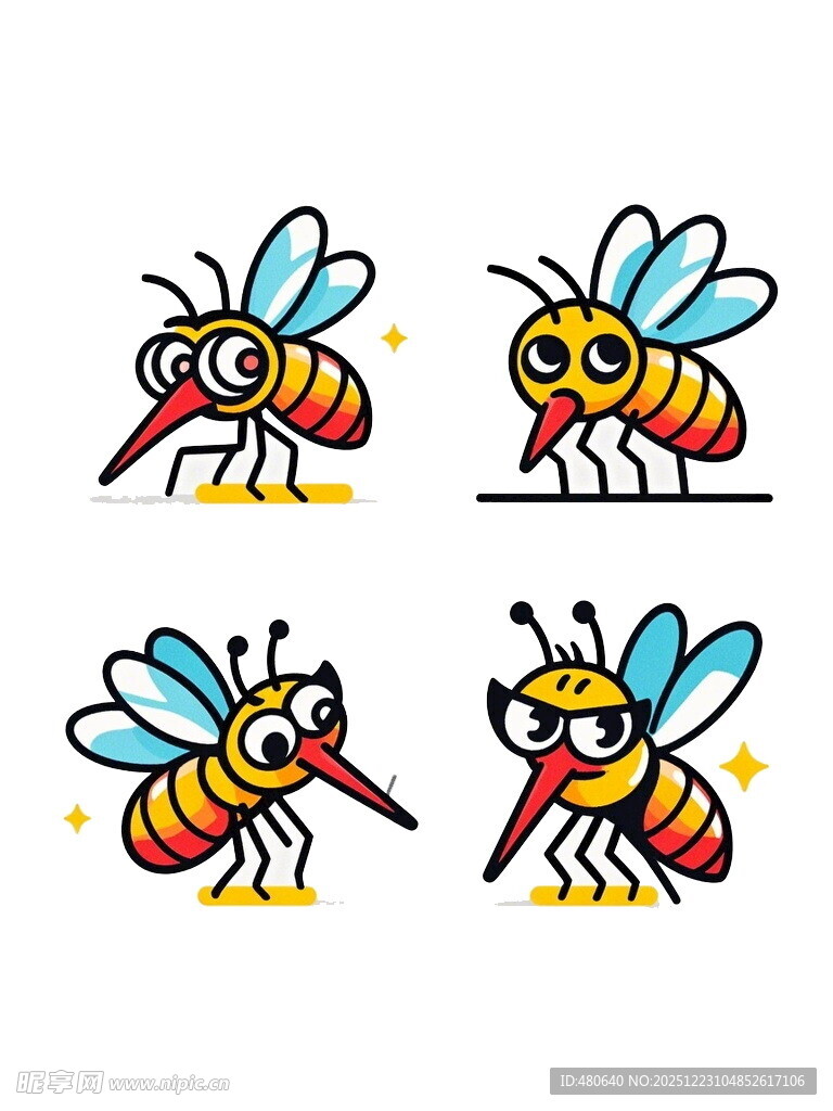 可爱蜜蜂表情插画