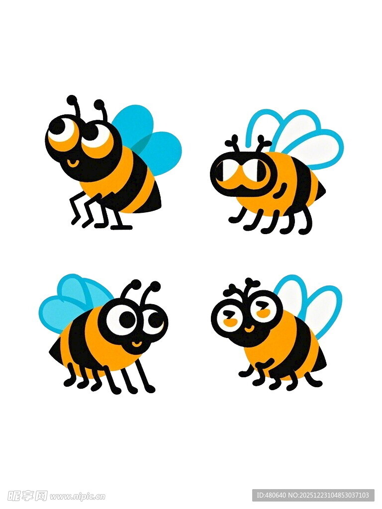 可爱卡通蜜蜂四连拍