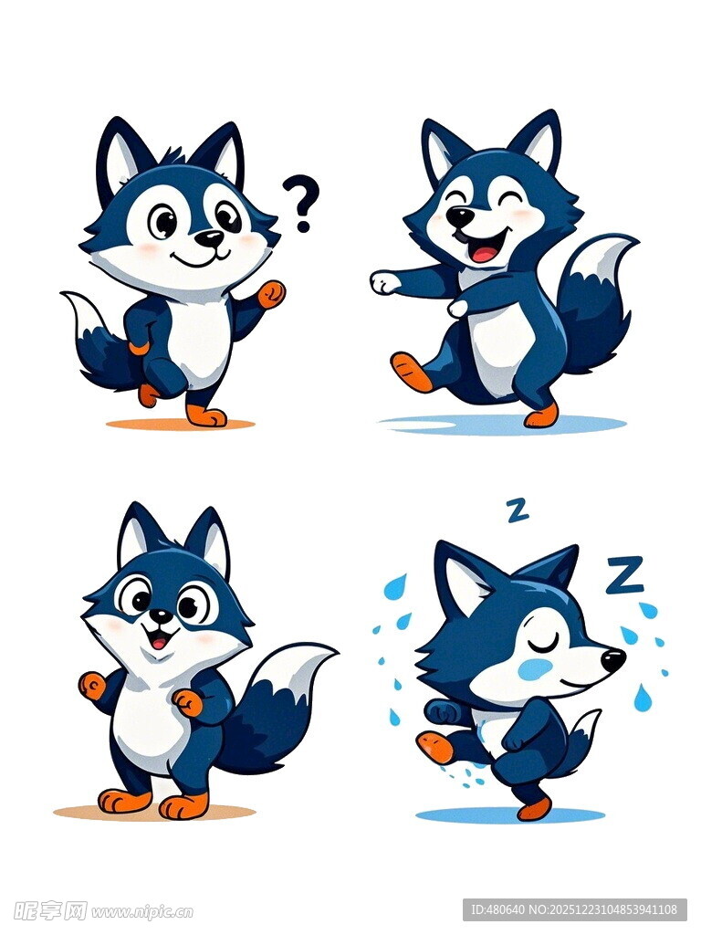 可爱蓝狐的多样俏皮姿态